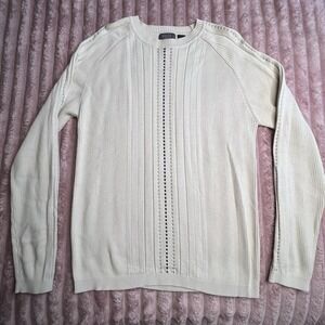 VTG Crazy Horse Beige Tan Cotton Blend Pullover Textured Sweater Size Medium GPA
